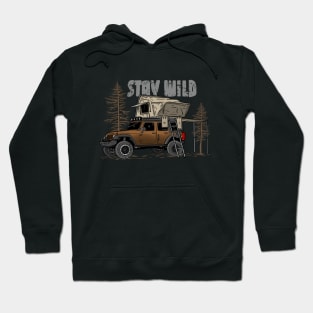 Stay Wild Jeep Camp - Adventure Brown Jeep Camp Stay Wild for Outdoor Jeep enthusiasts Hoodie